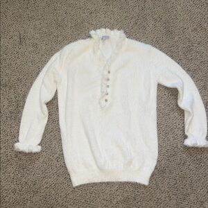 White Ruffled Women's Sweater